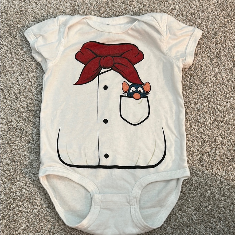 Hand Crafted White and Red Bodysuit with Cute Ratatouille 🐀 Disney